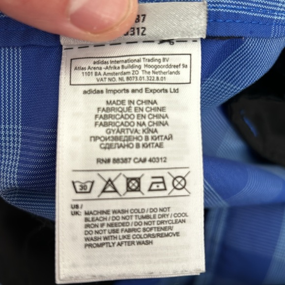 Adidas Men’s Bermuda Golf Shorts Blue Check Logo Size 36 - Picture 7 of 9